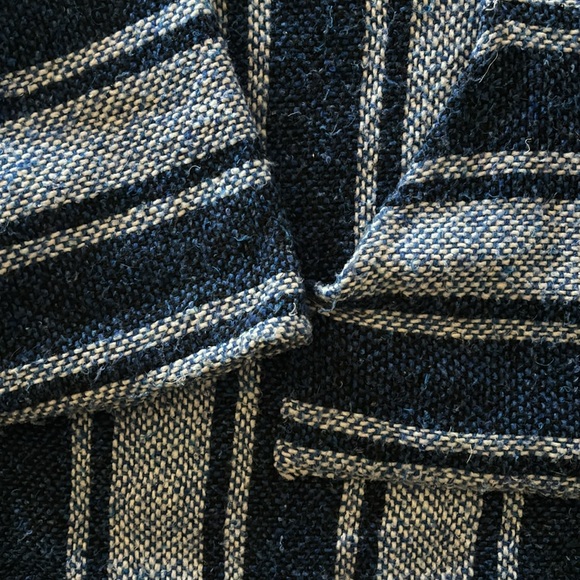 Mexican Hooded Rug Sweater | Blue XL Drug Rug | Hippie Fall | Oversized Hoodie - Picture 3 of 8